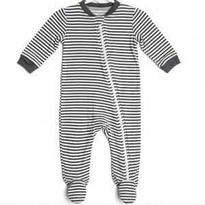 Milkberry Bamboo Striped Zippered Sleeper 3-6M Grey White Buttery Soft Footie